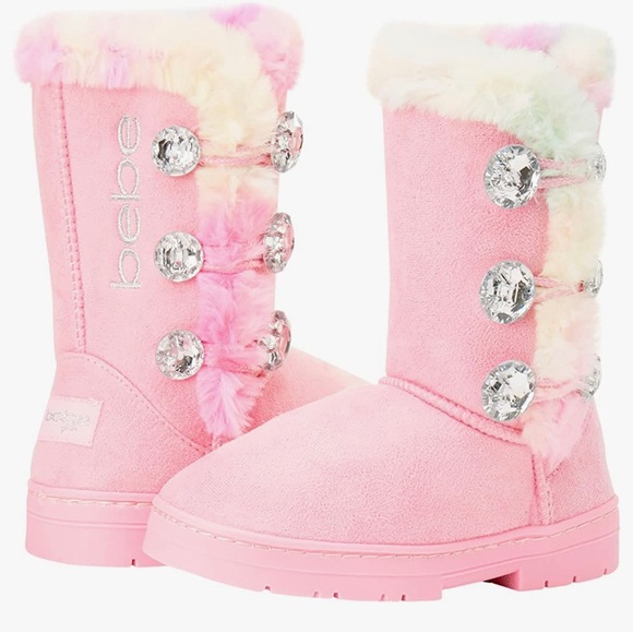 Bebe Girl's Fur Lined Winter Boot with Rhinestone Details NWT - Picture 2 of 11